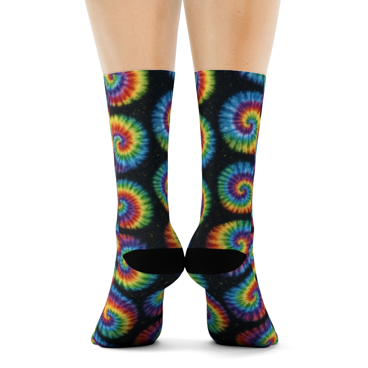 Spiral Whorl Grid On Black Background personalized crew socks