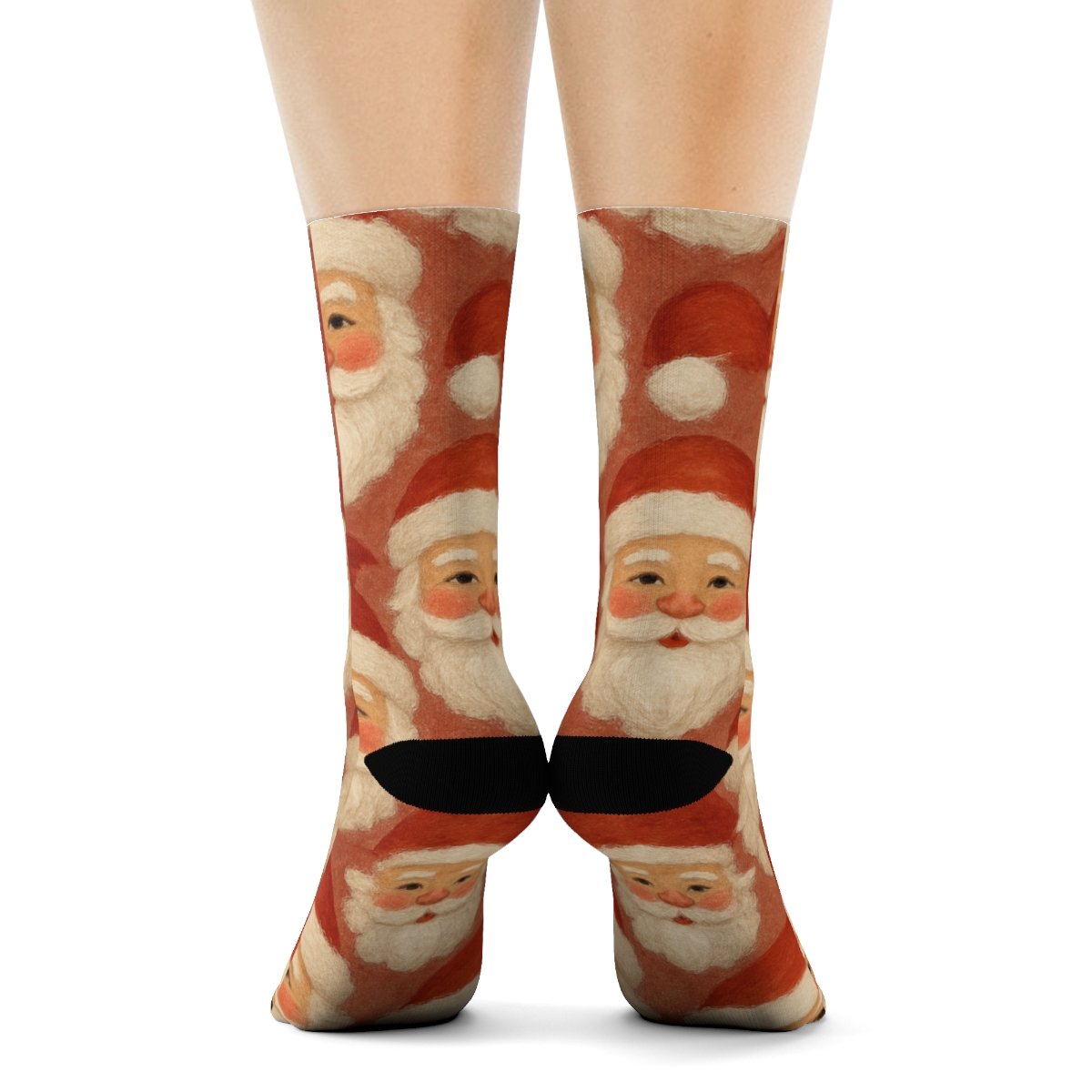 Cozy Painted Santa Face Pattern unique graphic crew socks