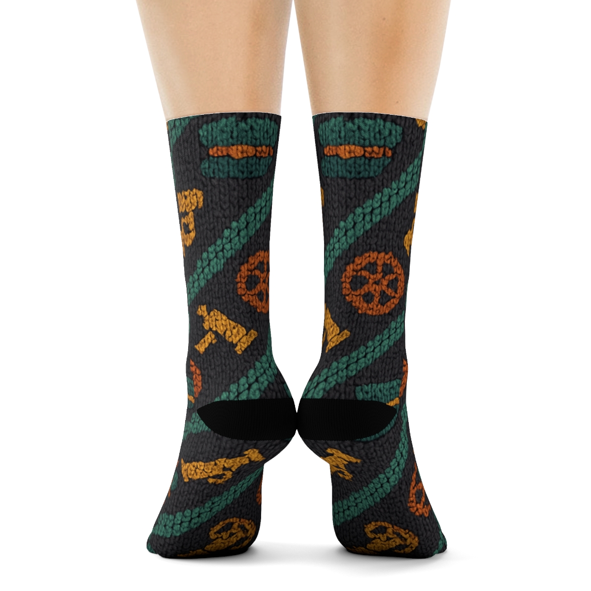 Train Conductor Cable Knit Railways unique graphic crew socks