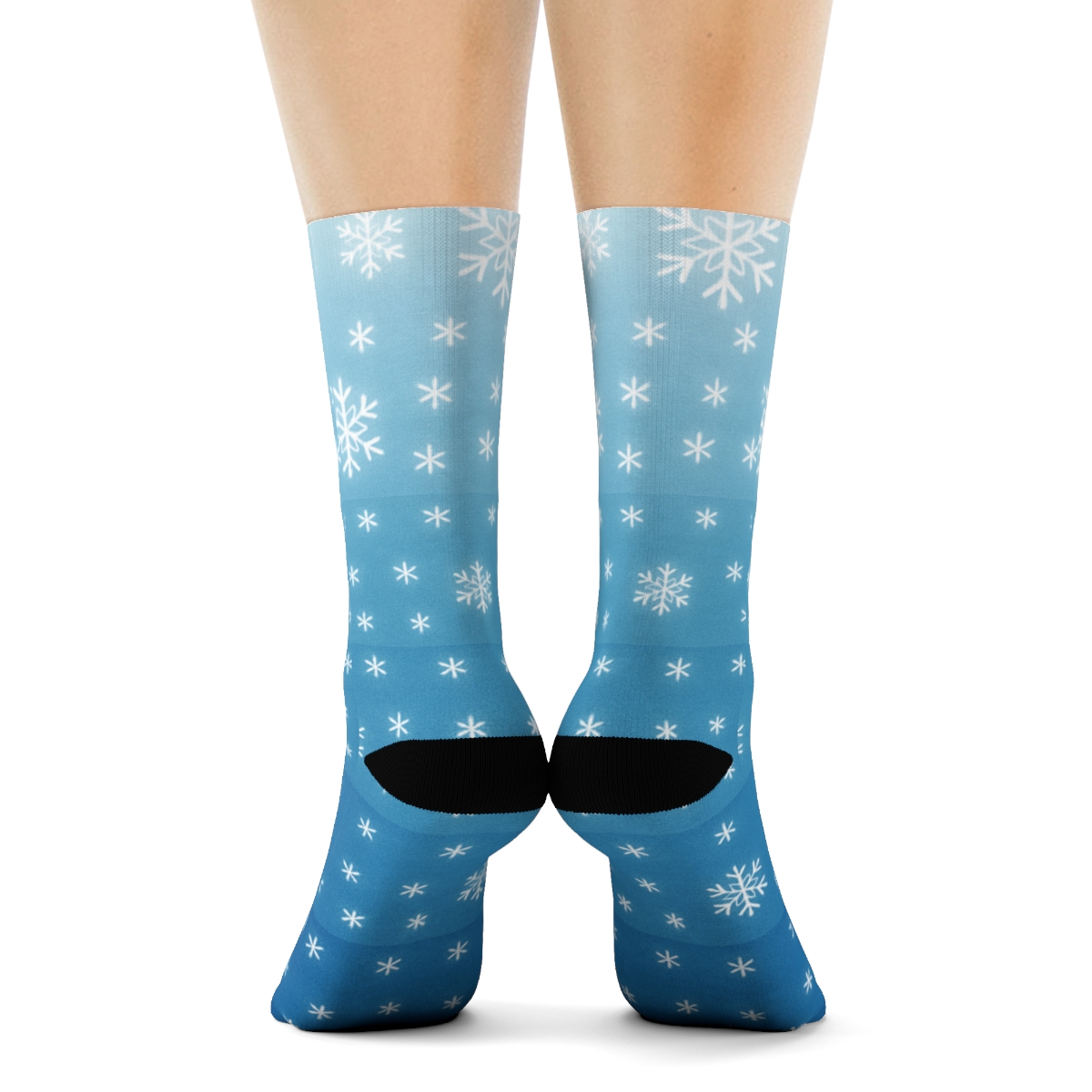 Icy Blue Holiday Snowfall Gradient Bands premium sports crew socks