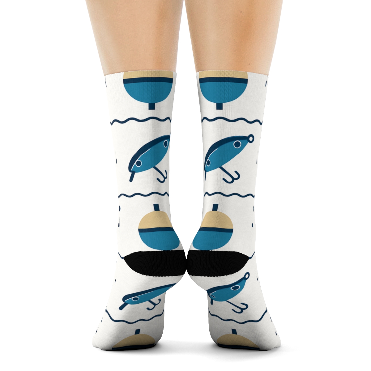 Tackle Box Lattice With Fisher Charm trendy patterned crew socks