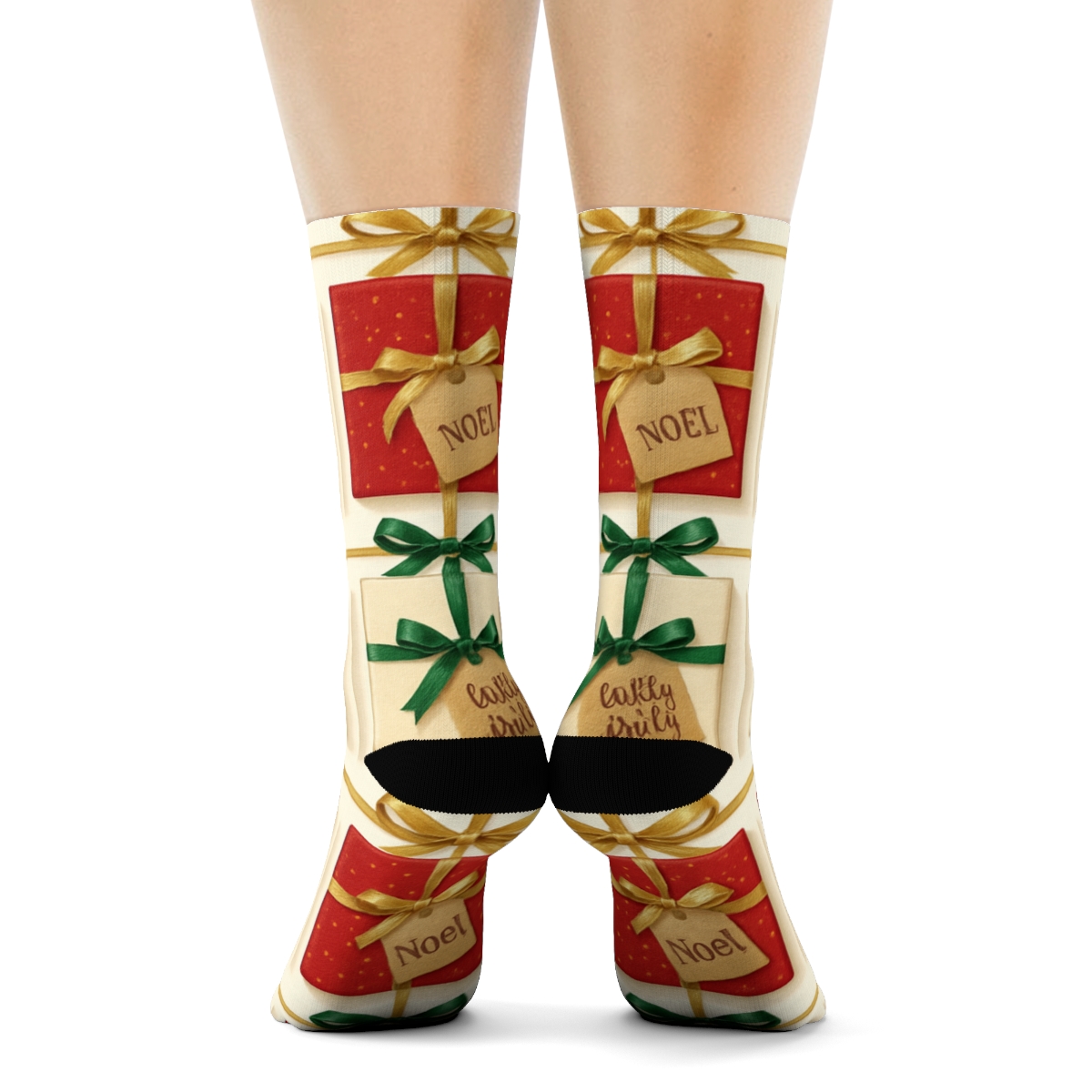 Wrapped Gift Tile Holiday Grid custom crew socks