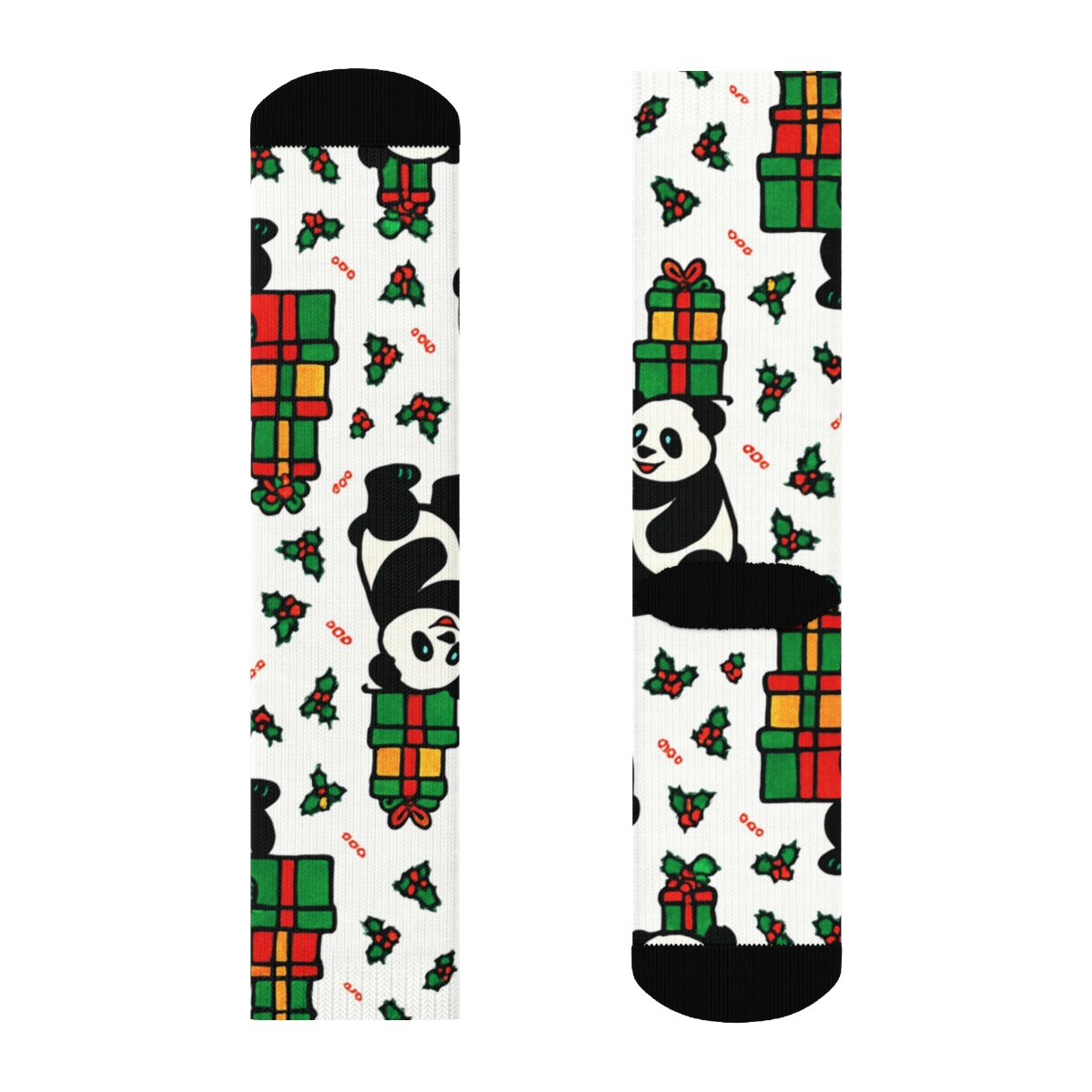 Panda Gift Stack Tiling On White stylish athletic crew socks