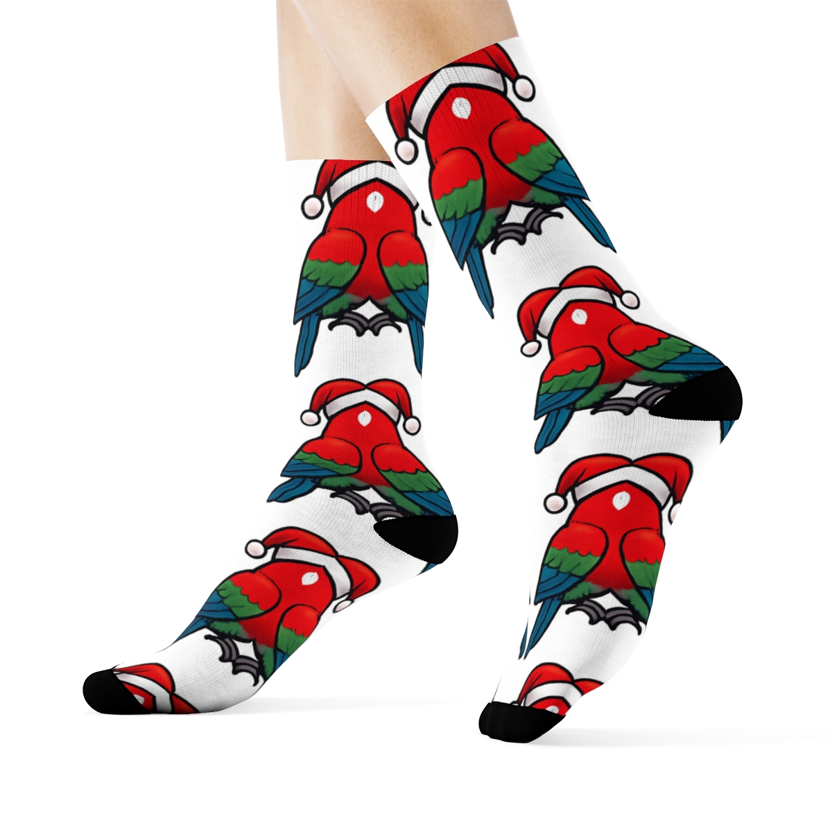 Ornament Parrot Mirror Pair On White Background stylish athletic crew socks