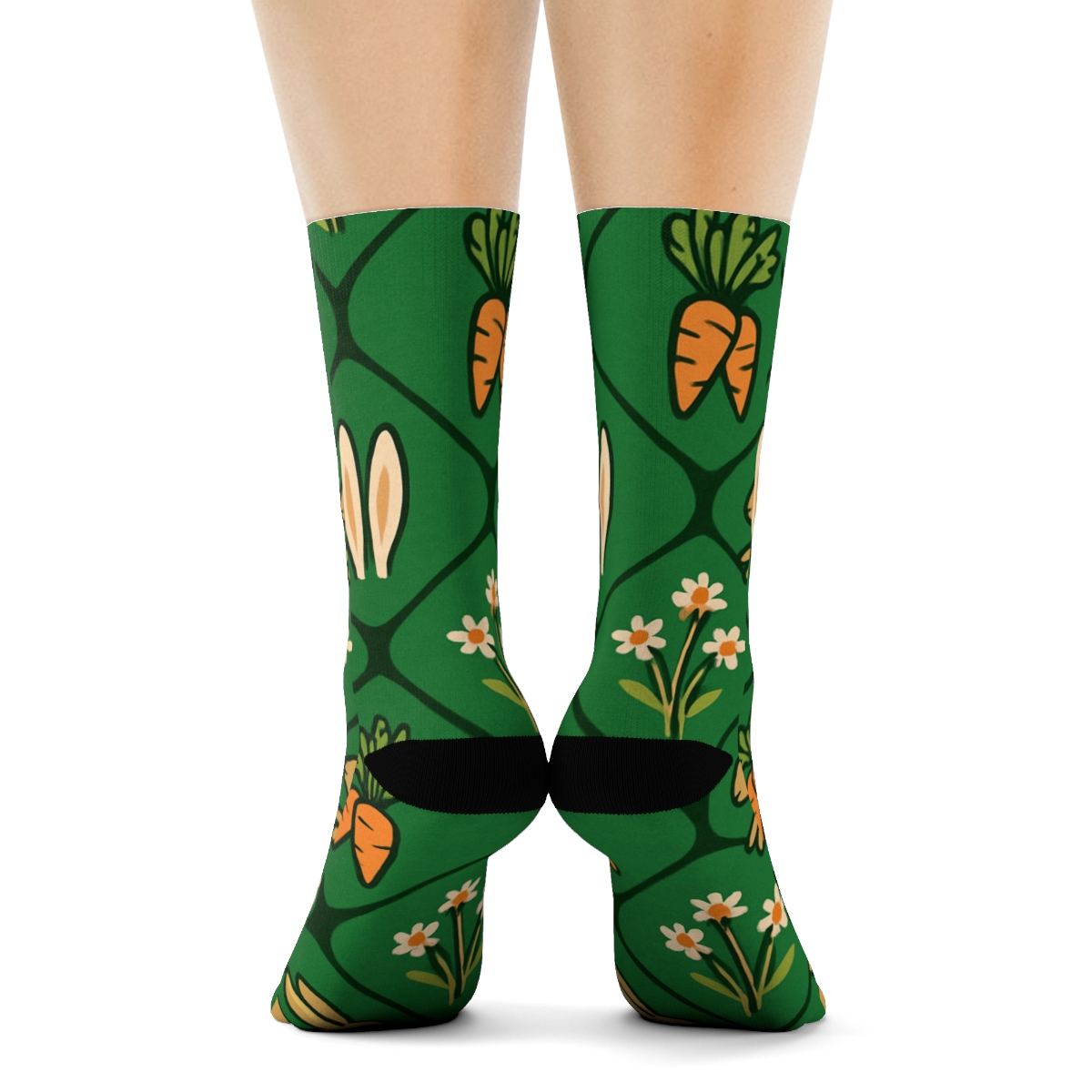Carrot Patch Tessellation In Soft Pastels, Rabbit Edition trendy patterned crew socks