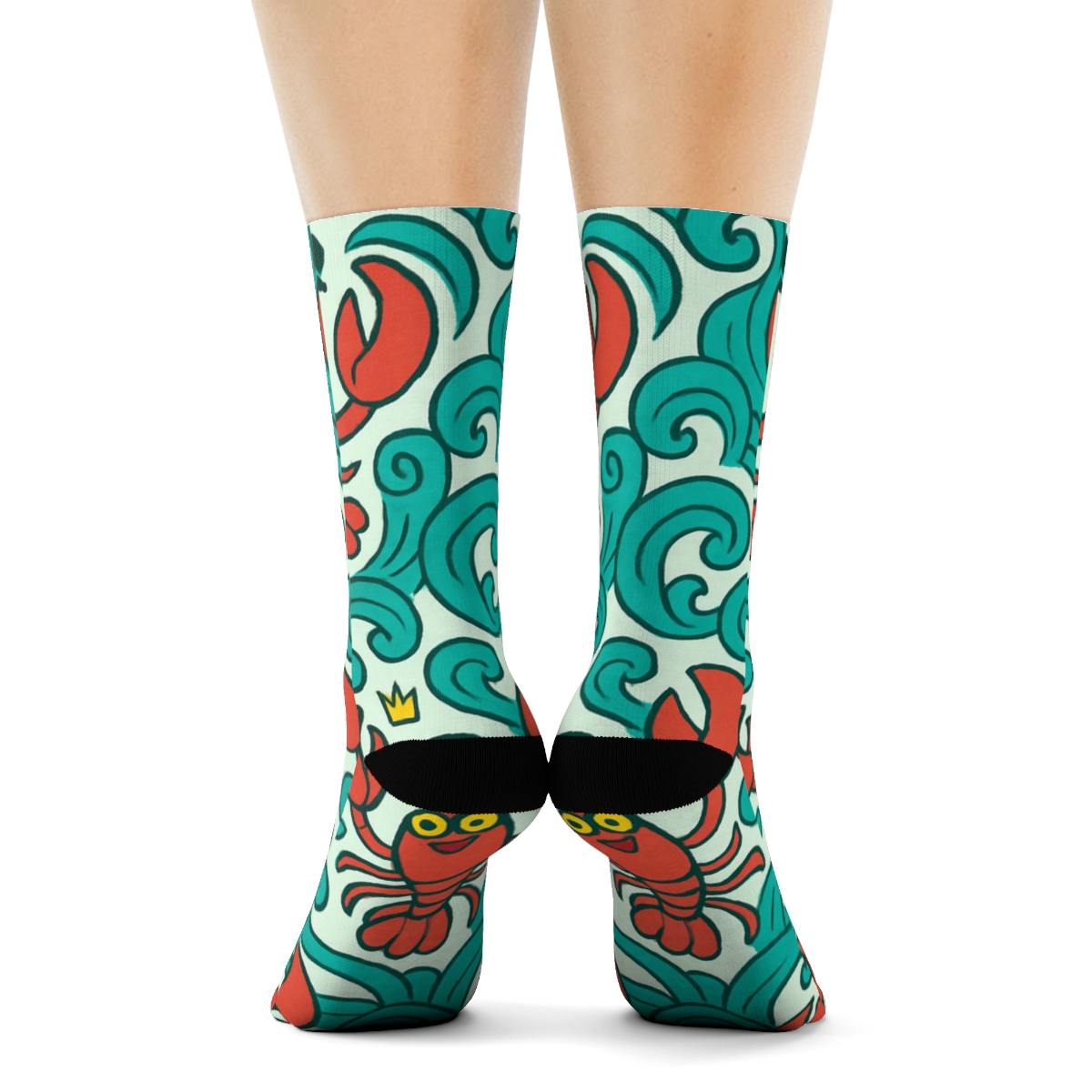 Dancing Wave Tiles With Lobster personalized crew socks
