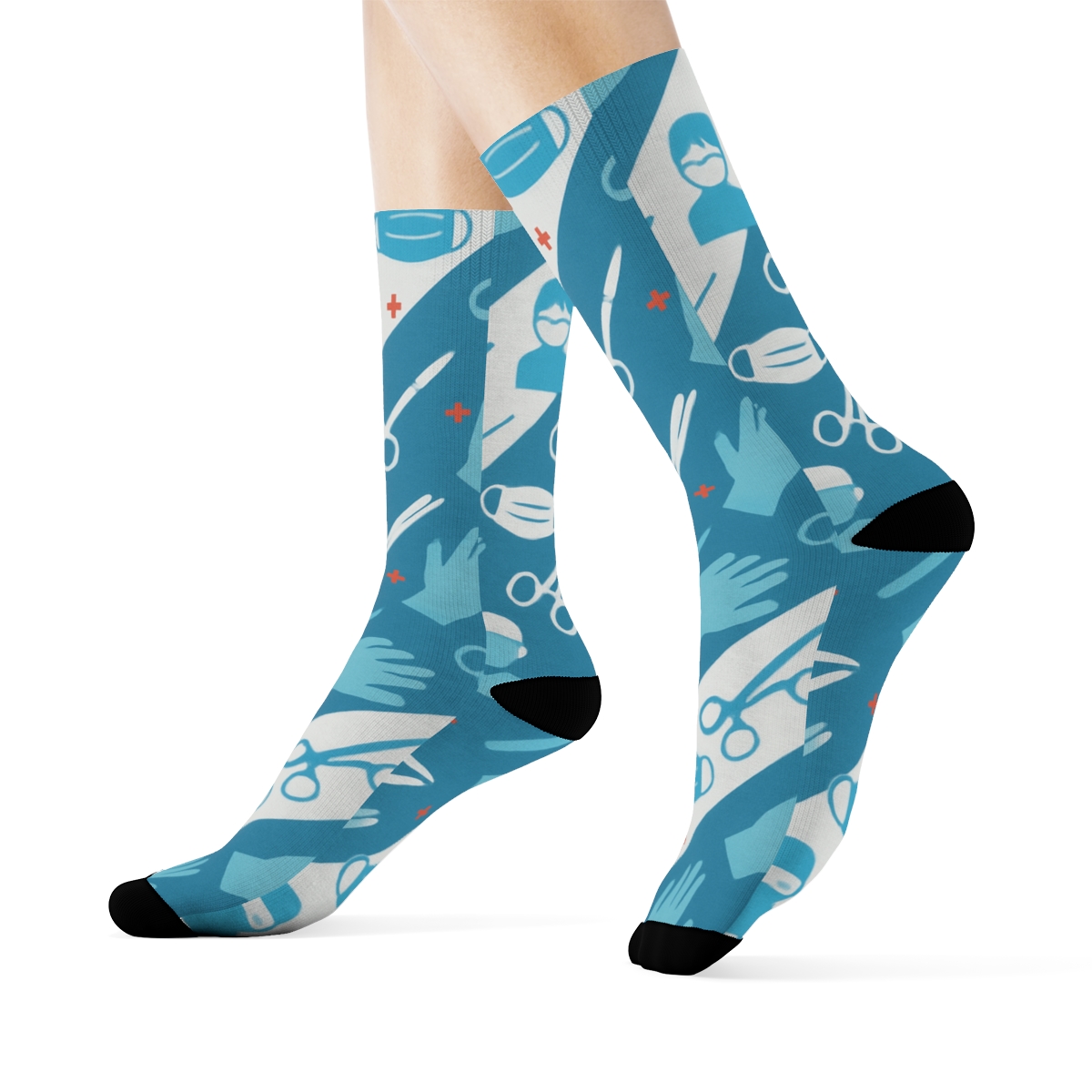 Operating Room Rhythm With Surgeon Motifs unique graphic crew socks