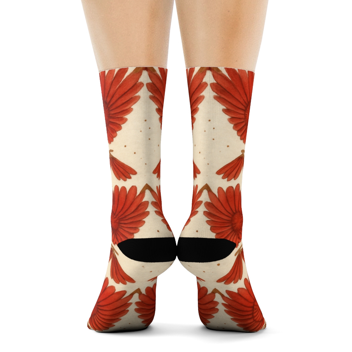 Cardinal Wing Mirror Tiles On Cream Field premium sports crew socks