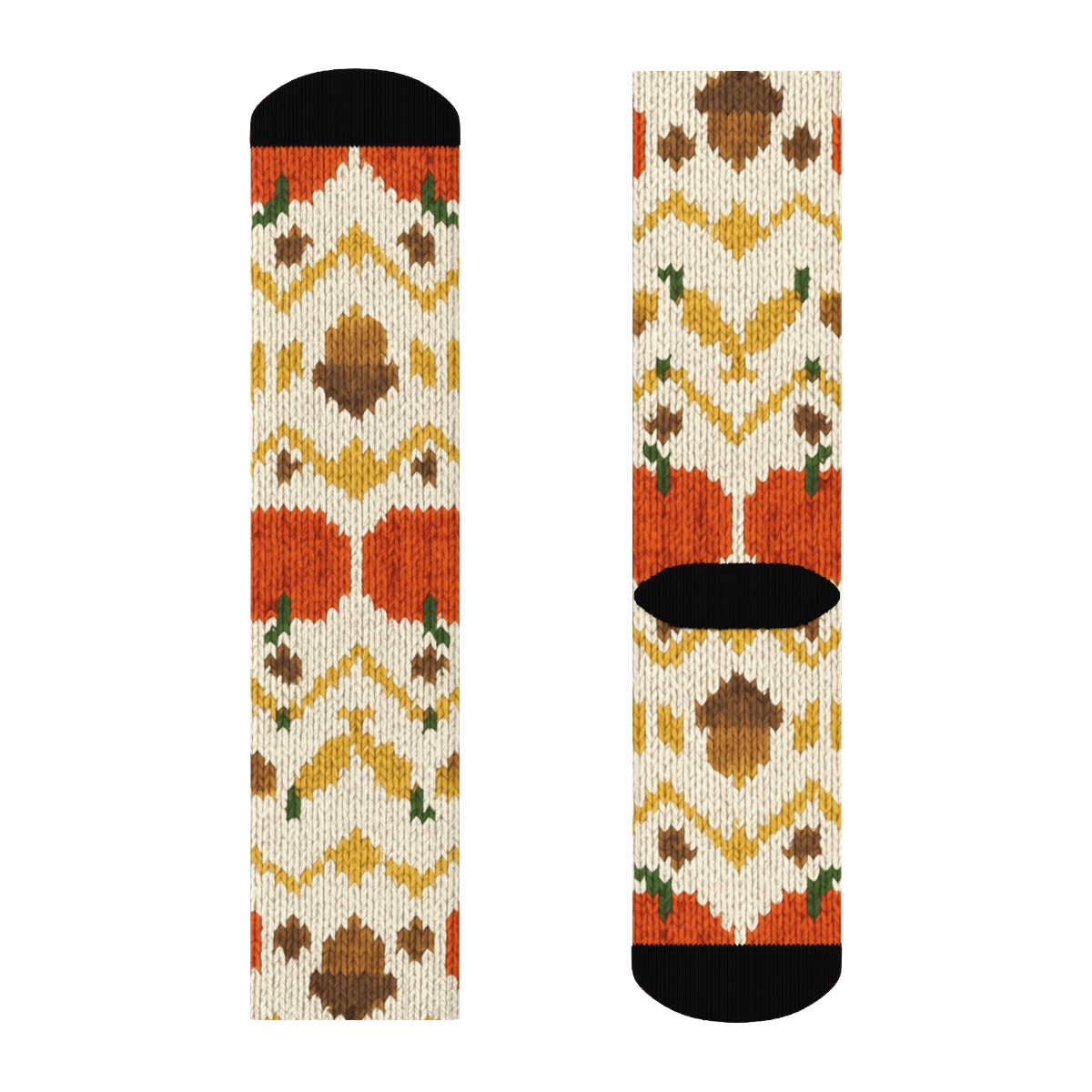 Pumpkin Patch Chevron On Cream personalized crew socks