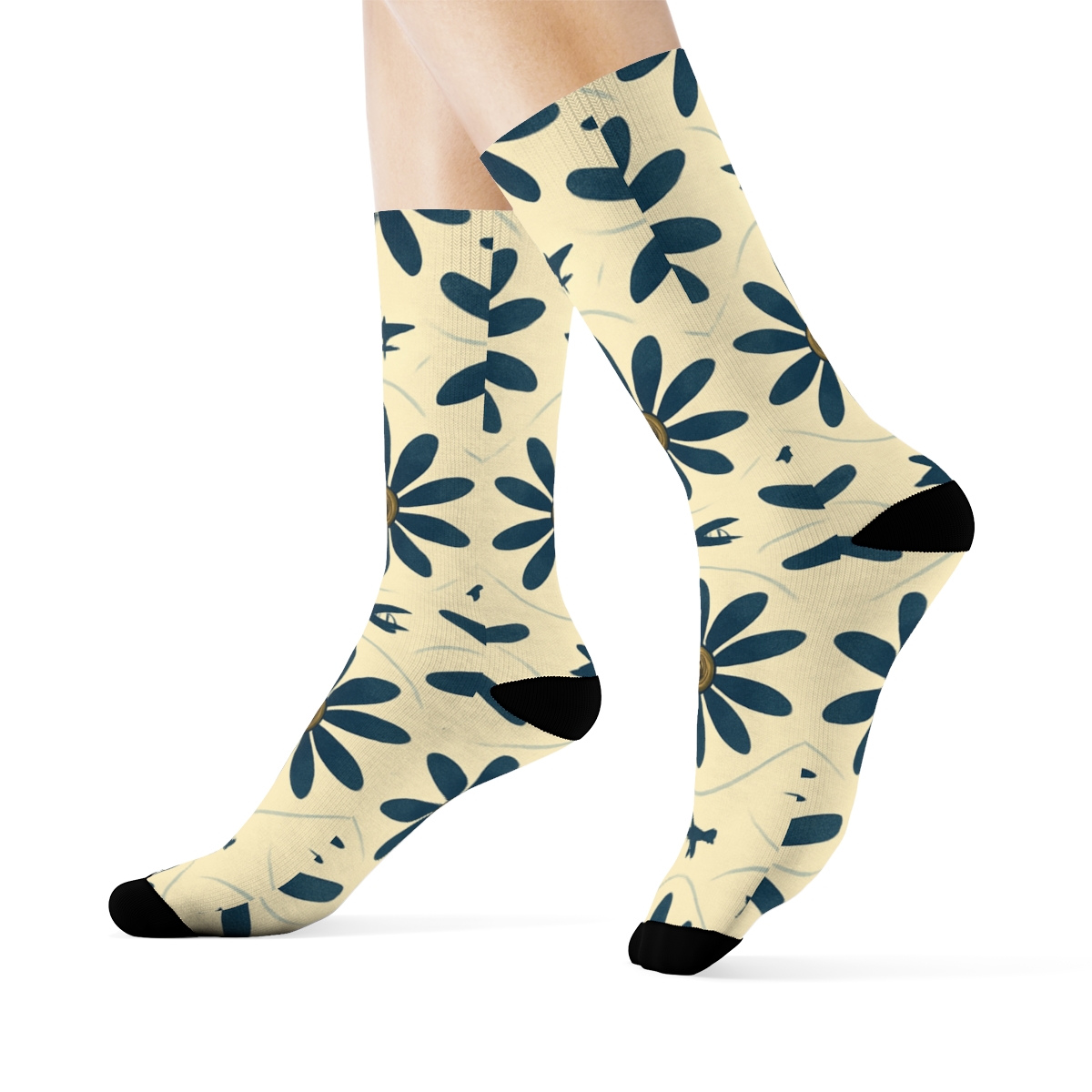 Airplane Propeller Rosette Tessellation On Cream custom crew socks