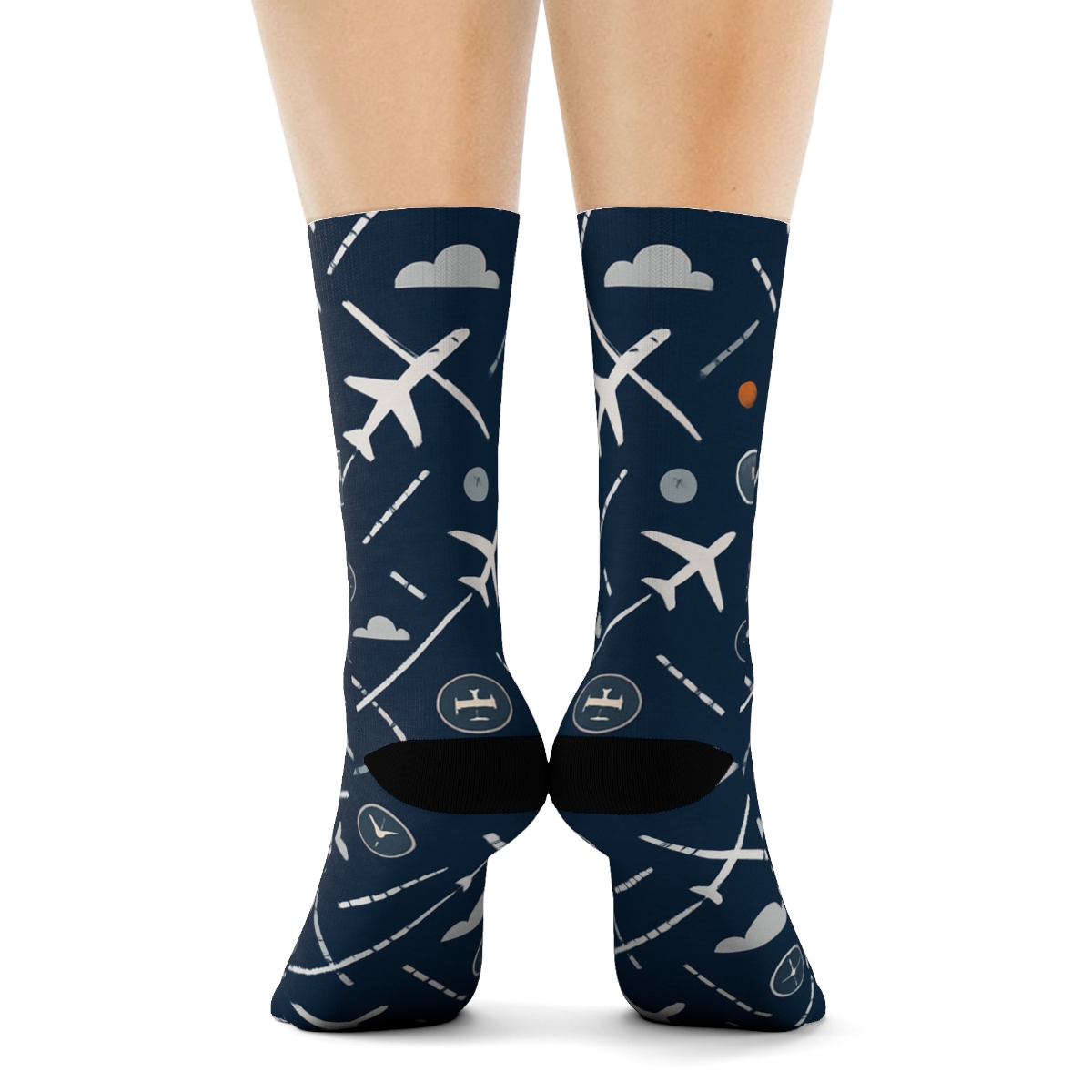 Runway Lattice With Airplane Contrails personalized crew socks