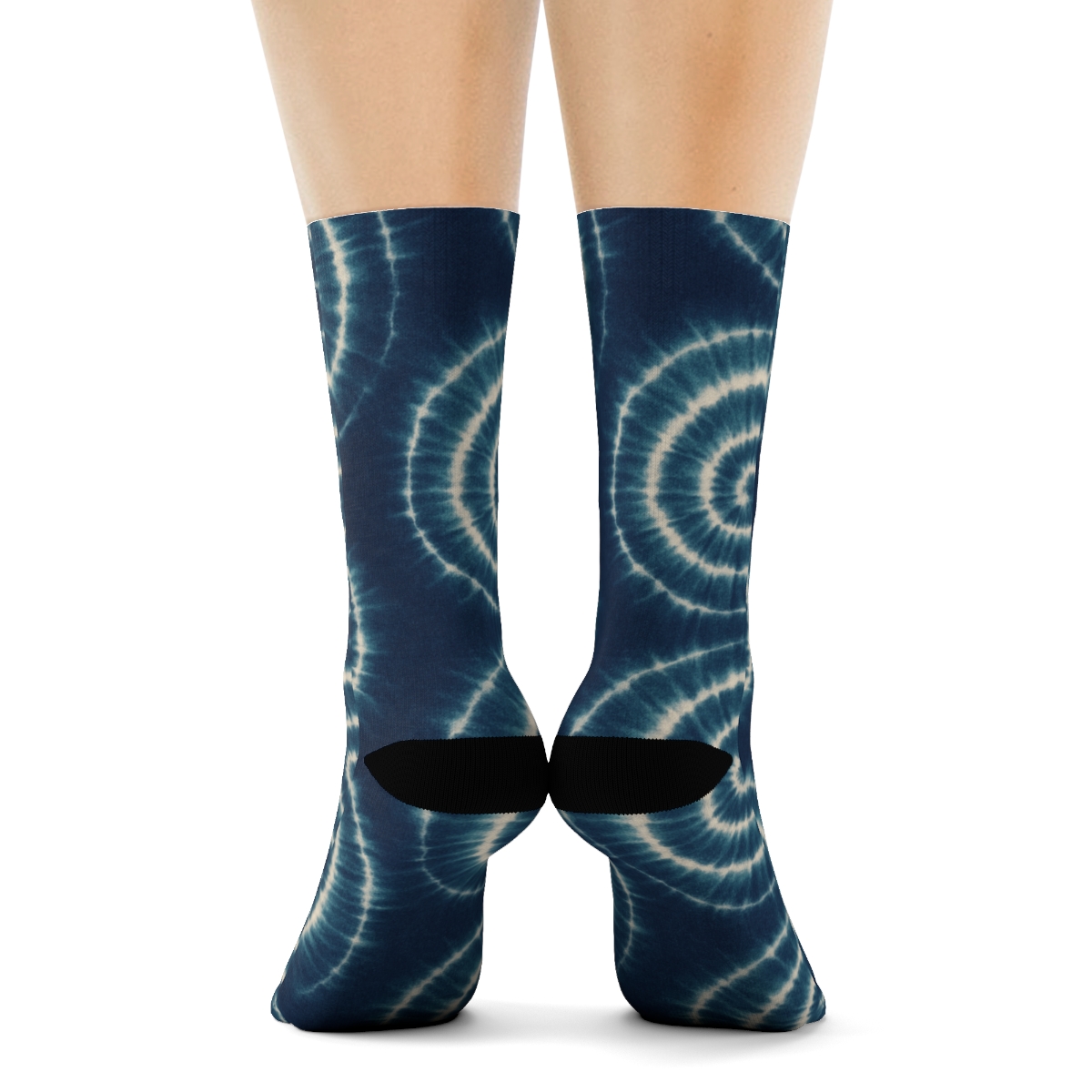 Spiral Whorl Grid On Indigo Field stylish athletic crew socks