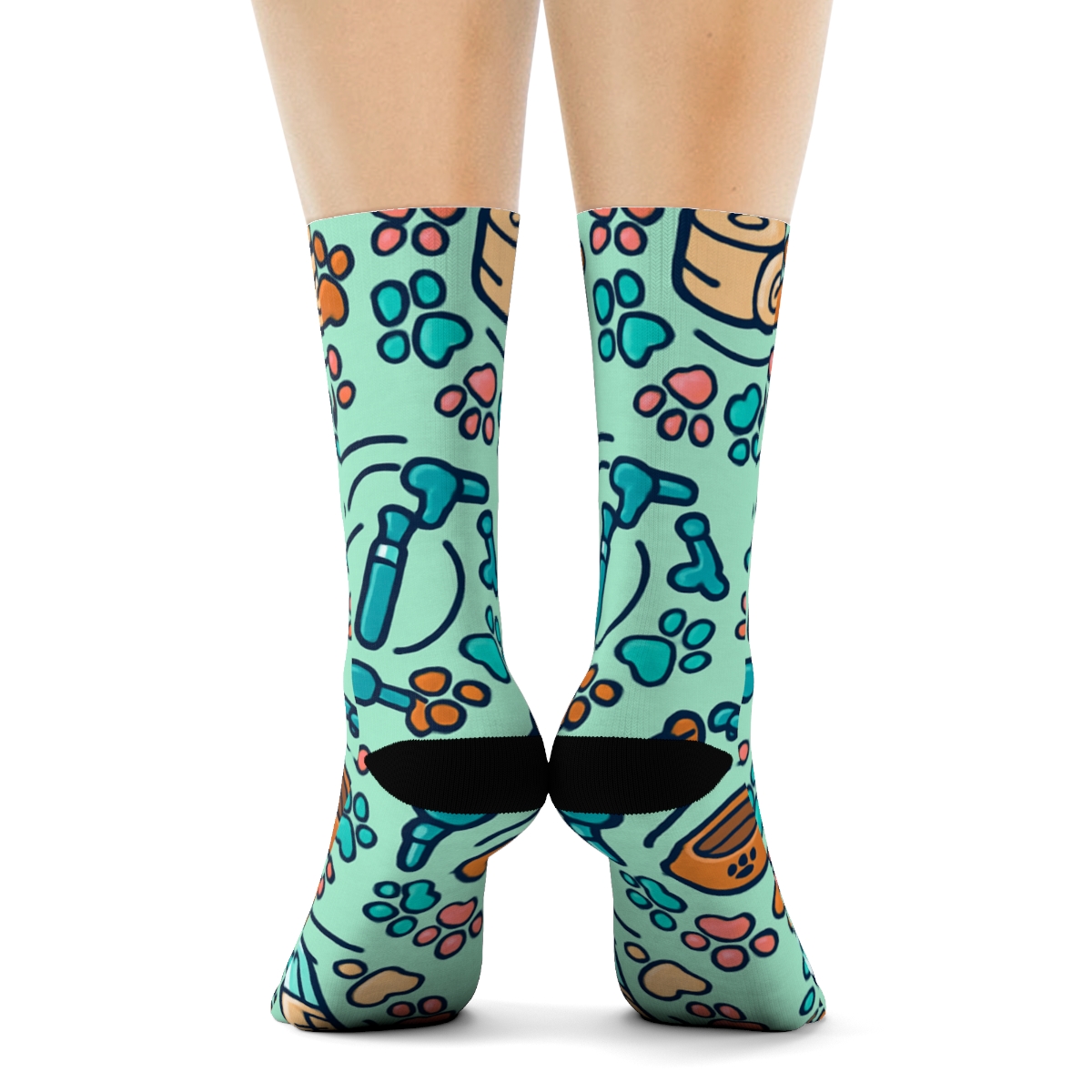 Paw Print Orbit With Veterinary Technician Tools soft everyday crew socks