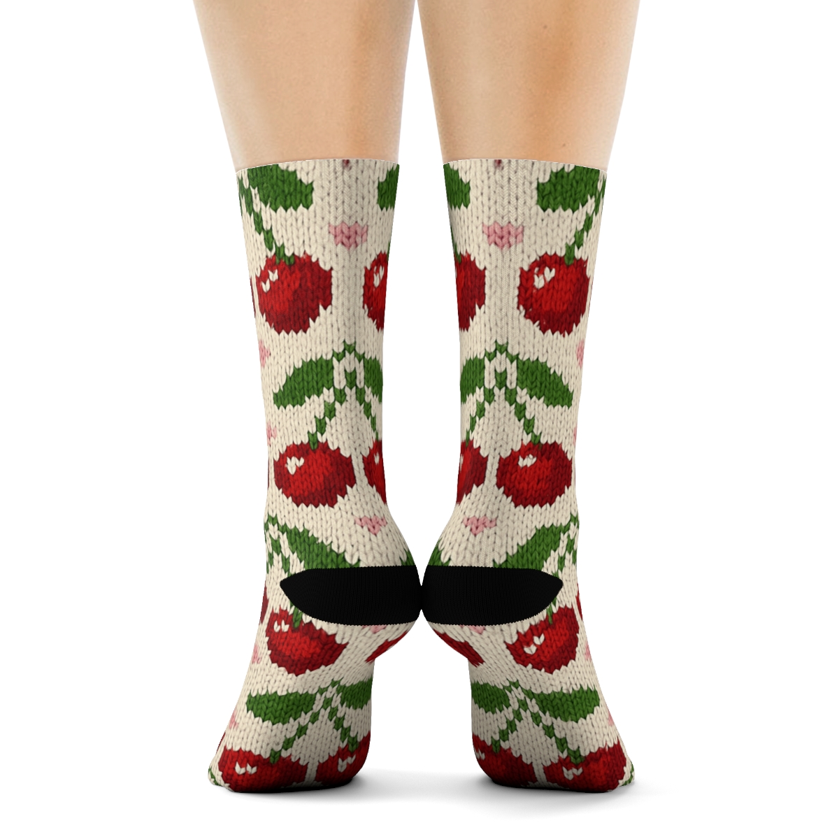 Knitted Illusion Cherry Stem Chevron comfortable cotton crew socks