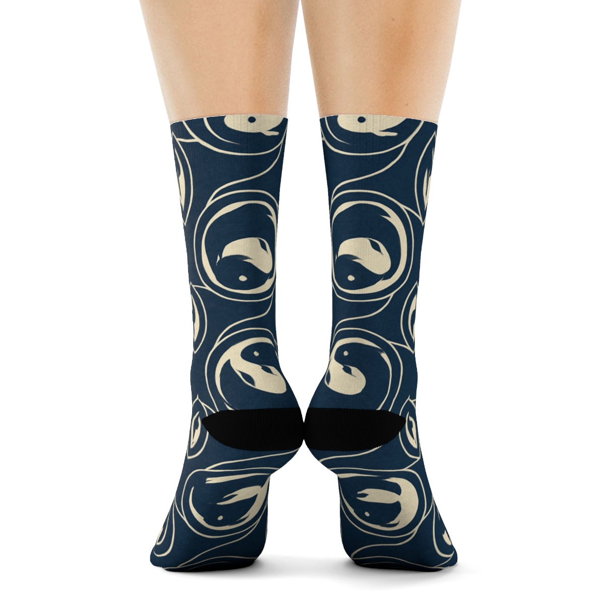 Indigo Koi Duality Ring Tessellation unique graphic crew socksIndigo Koi Duality Ring Tessellation Crew Socks - Image 4