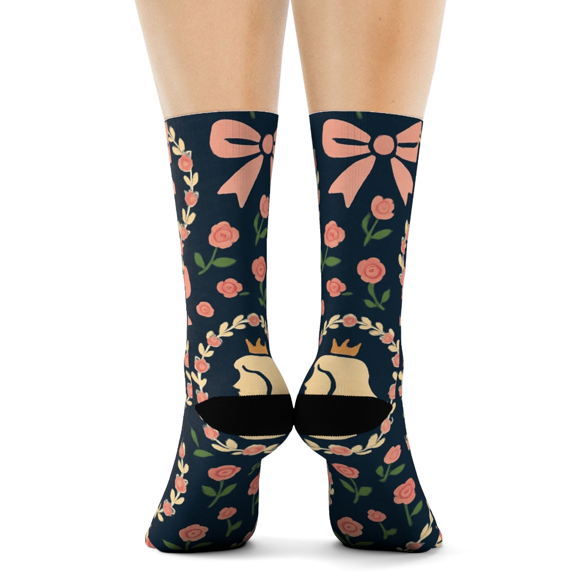 Crown And Ribbon Mary Pattern custom crew socks
