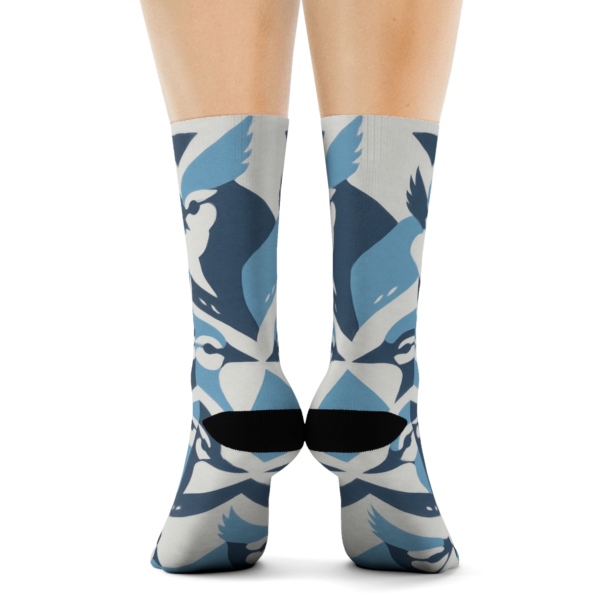 Blue Jay Crest Chevron On Soft Gray stylish athletic crew socks