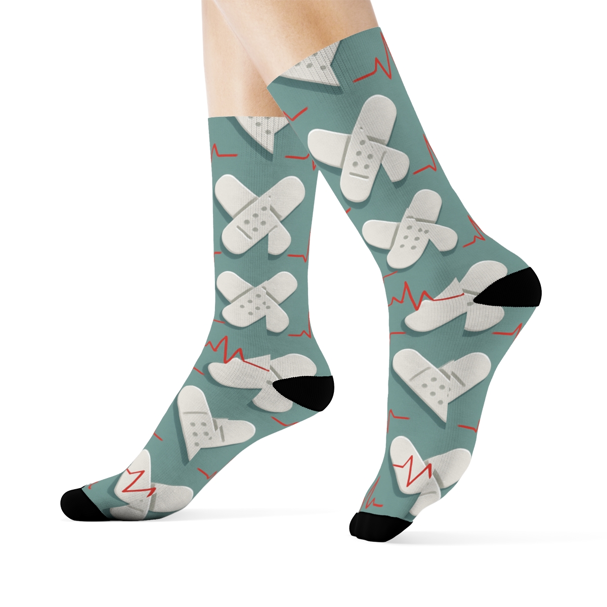 Heartbeat Bandage Chevron soft everyday crew socks