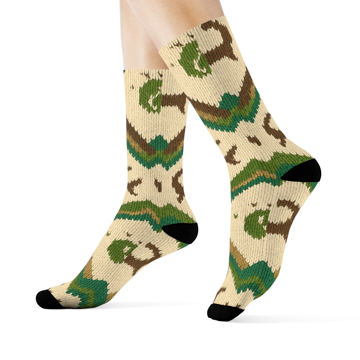 Knitted Illusion Labrador Retriever Paw Chevron unique graphic crew socks
