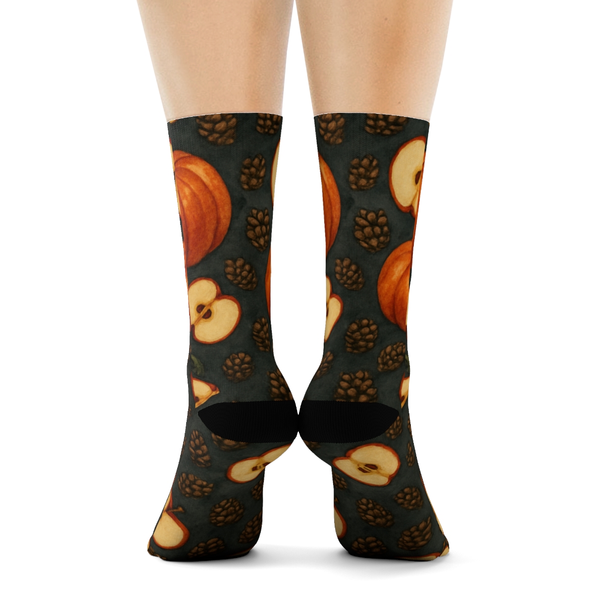 Watercolor Pumpkin Patch Mirror Tile On Charcoal Background stylish athletic crew socks