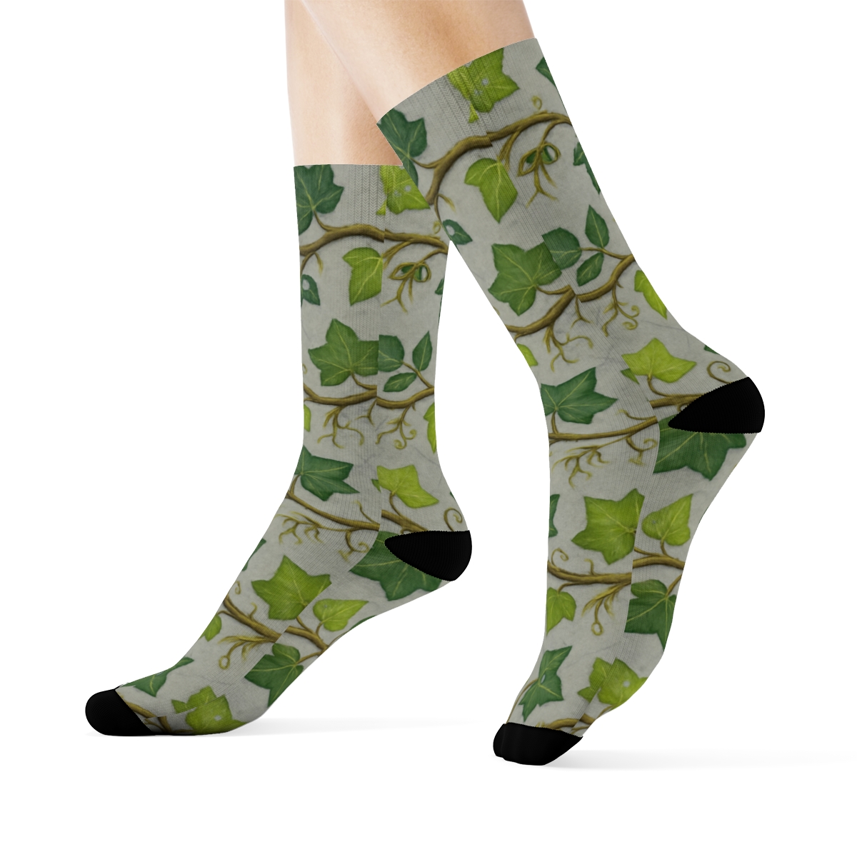 Dewdrop Ivy Trellis Bands On Stone Gray custom crew socks
