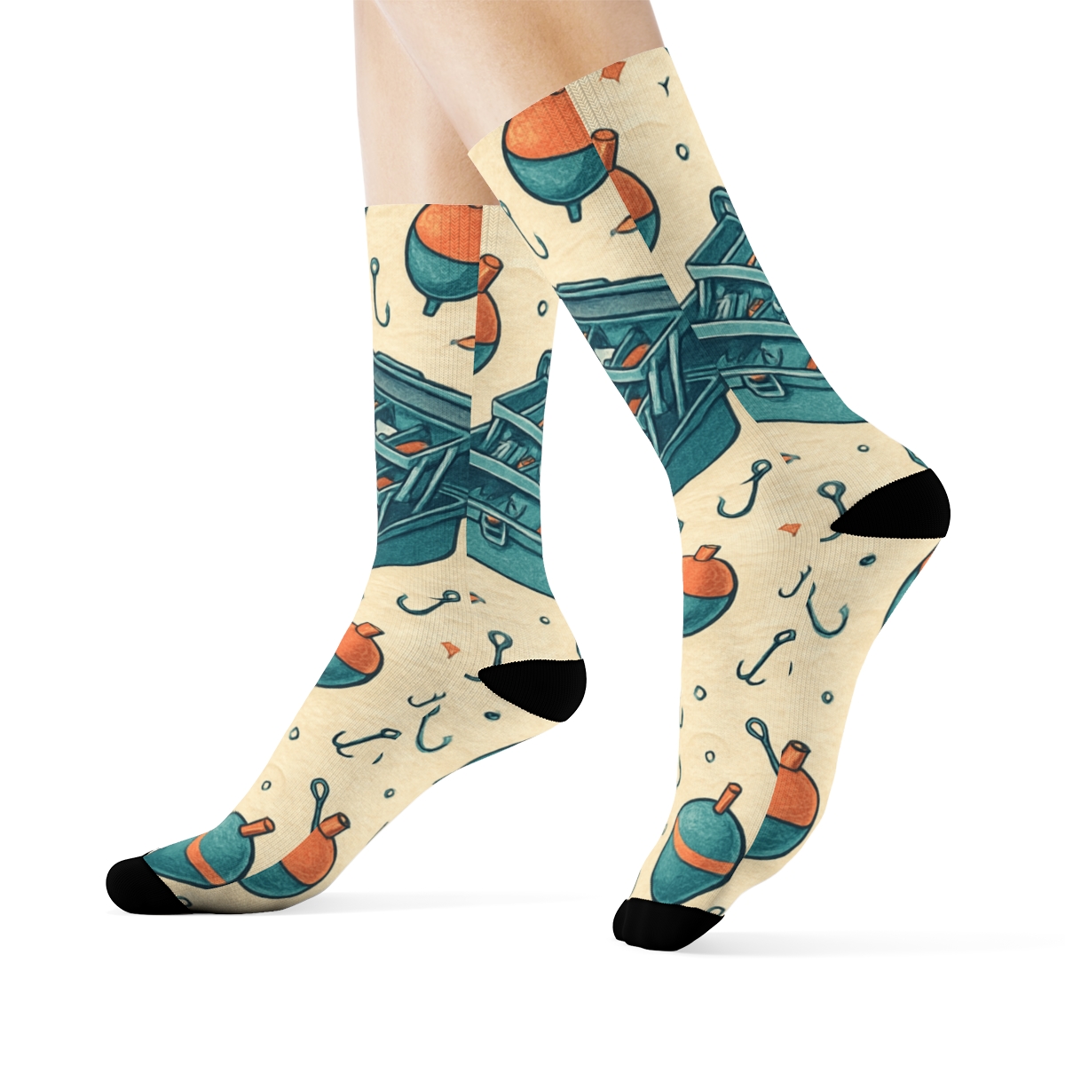 Tackle Box Lattice With Fisher Charm soft everyday crew socks