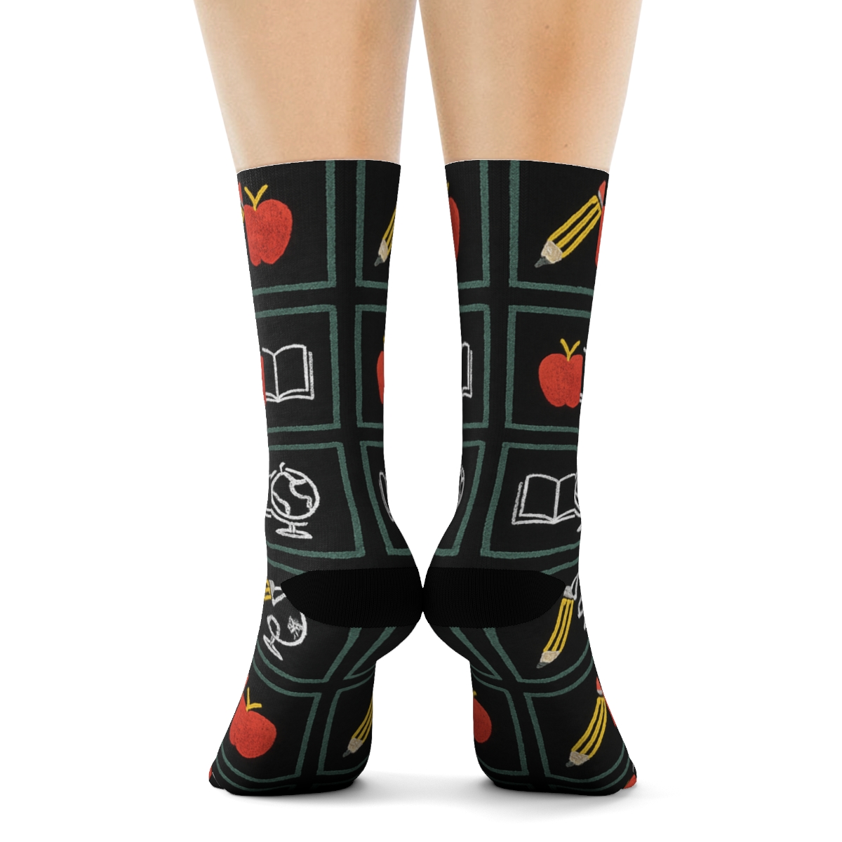 Teacher Chalkboard Constellation Grid custom crew socks