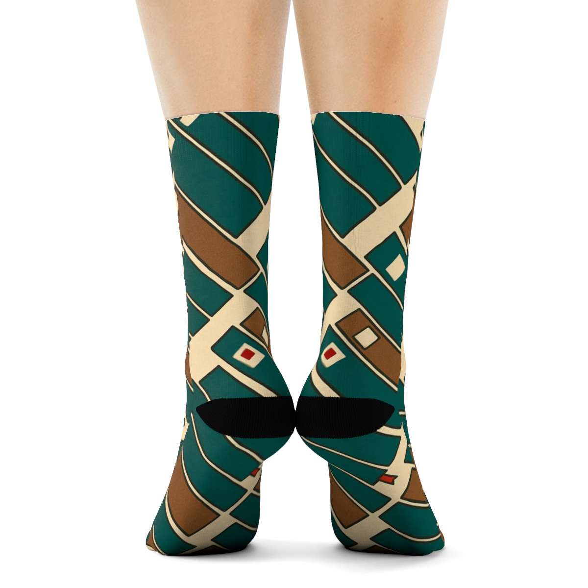 Book Spine Lattice In Librarian Teal custom crew socks