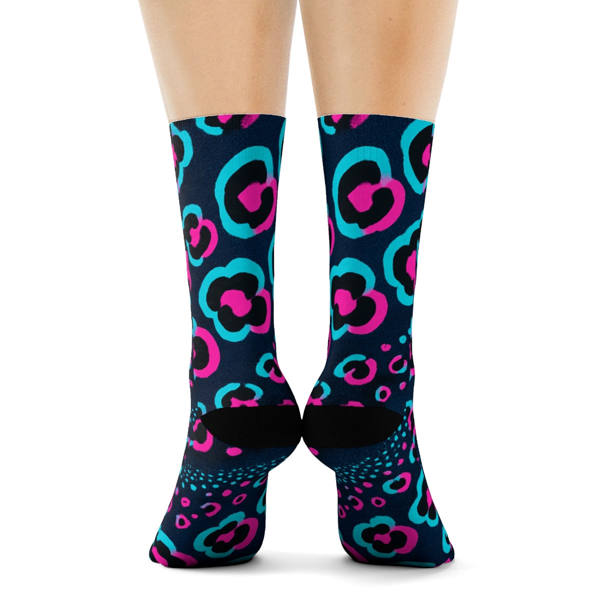 Neon Contrast Diagonal Spot Wave stylish athletic crew socks