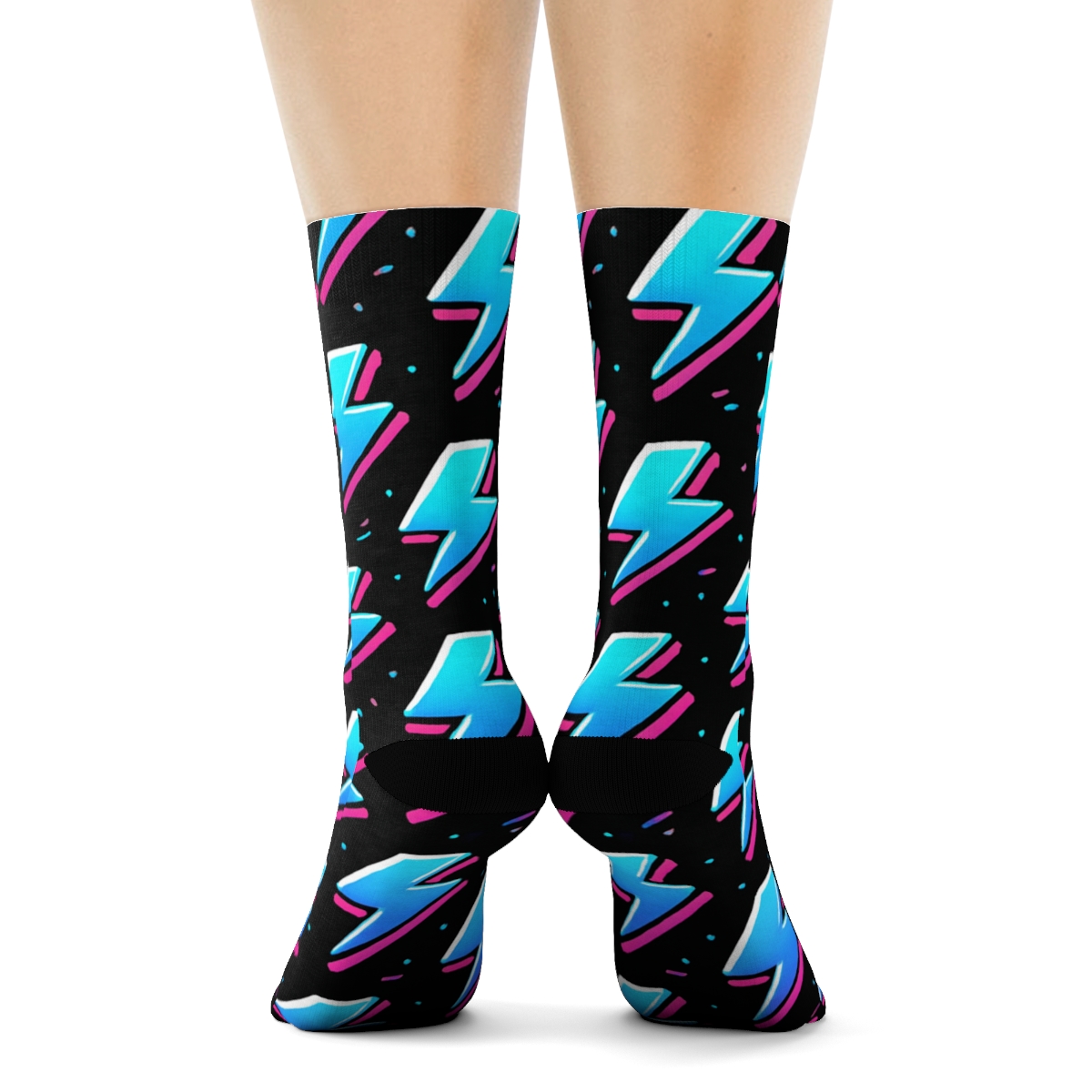 Neon Gradient Bolt Chevron Bands unique graphic crew socks