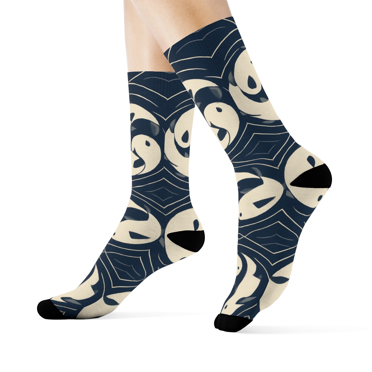 Indigo Koi Duality Ring Tessellation soft everyday crew socksIndigo Koi Duality Ring Tessellation Crew Socks - Image 3