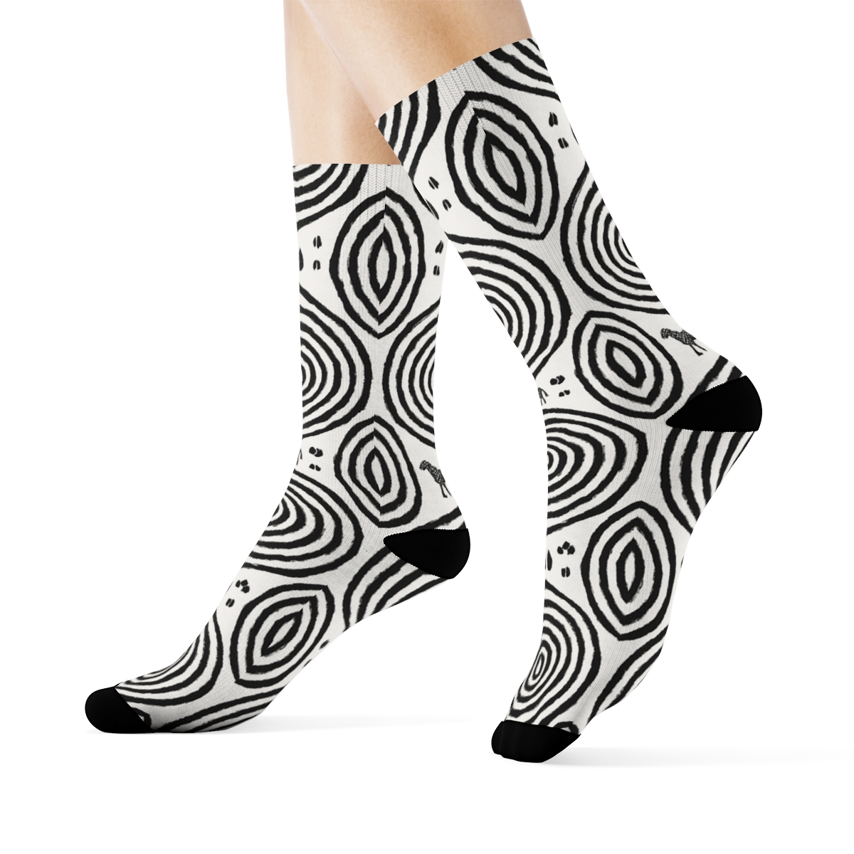 Radial Stripe Rings With Hoof Accents On White unique graphic crew socks
