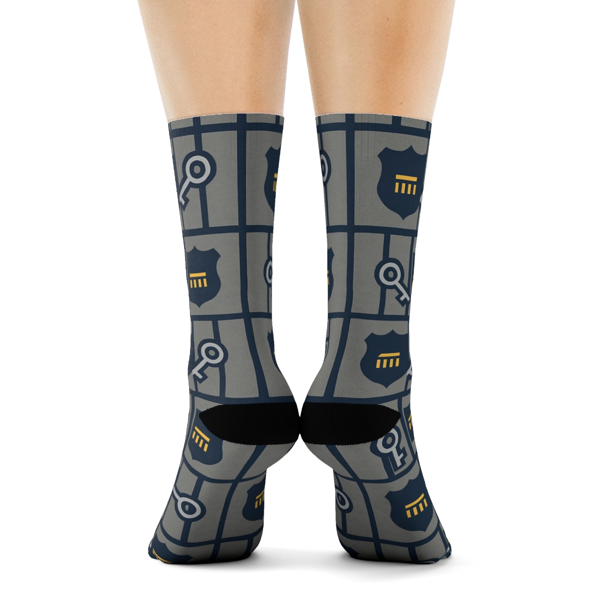 Cell Block Lattice With Prison Officer Emblems trendy patterned crew socks