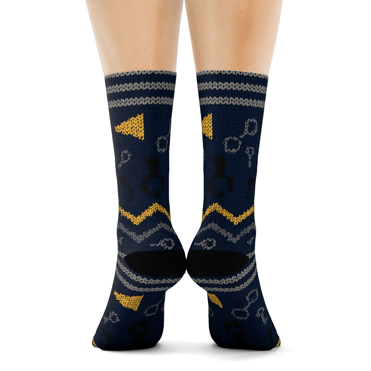Prison Officer Stripe Bands In Knitted Illusion designer printed crew socks