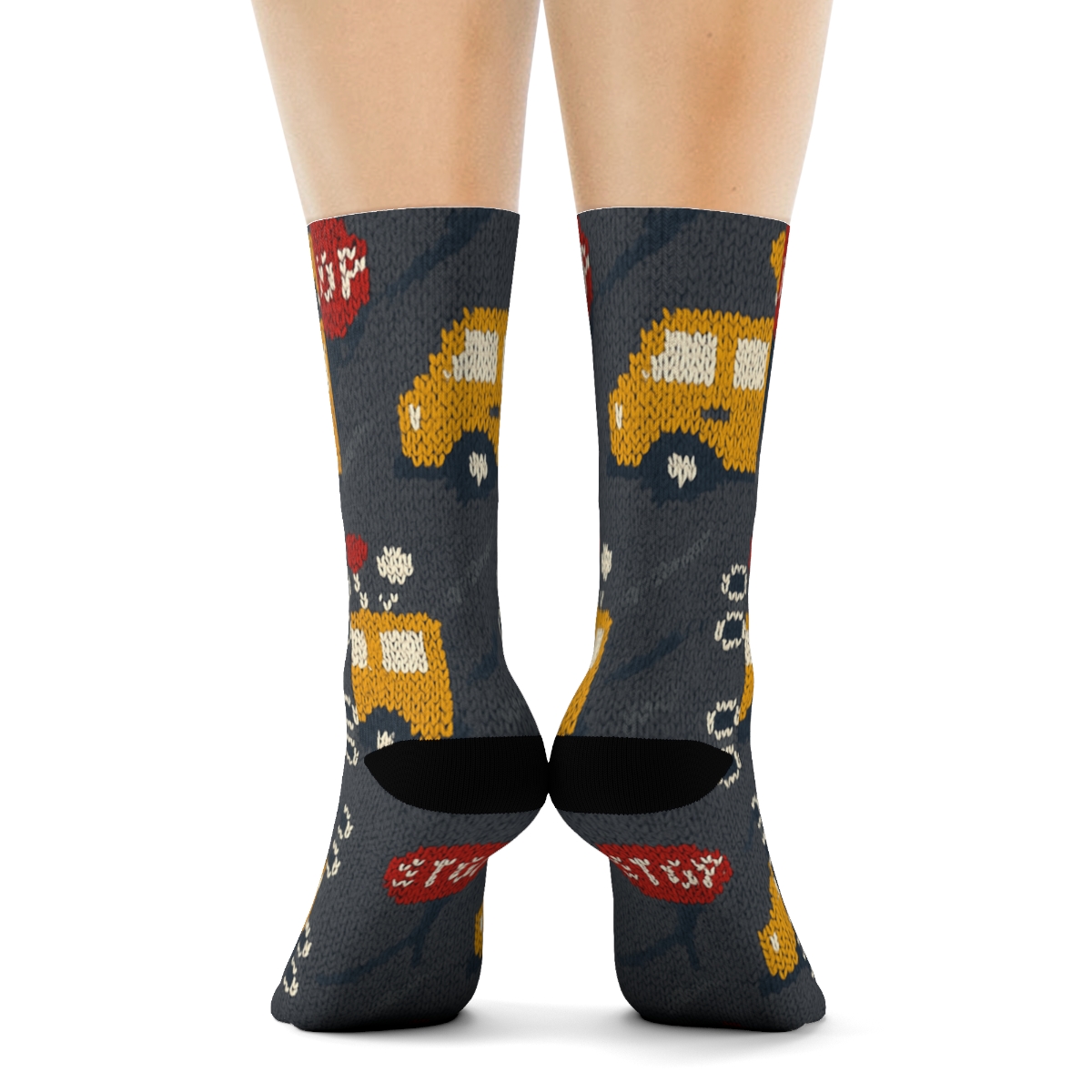 Knitted Pattern Illusion Bus Driver Parade Grid trendy patterned crew socks