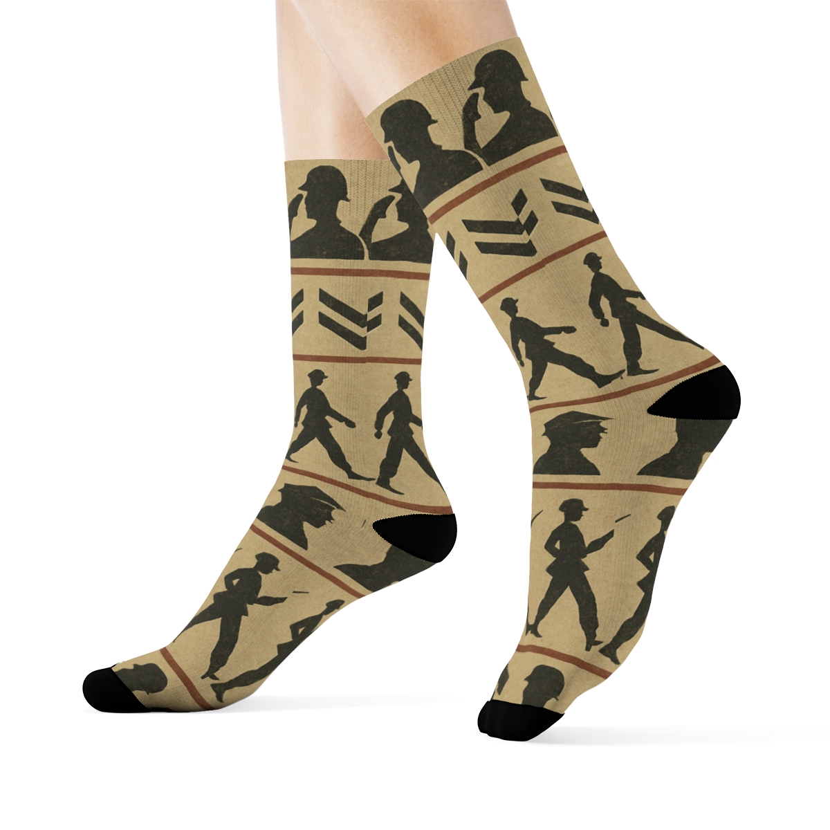 Insignia Parade With Soldier Silhouettes trendy patterned crew socks