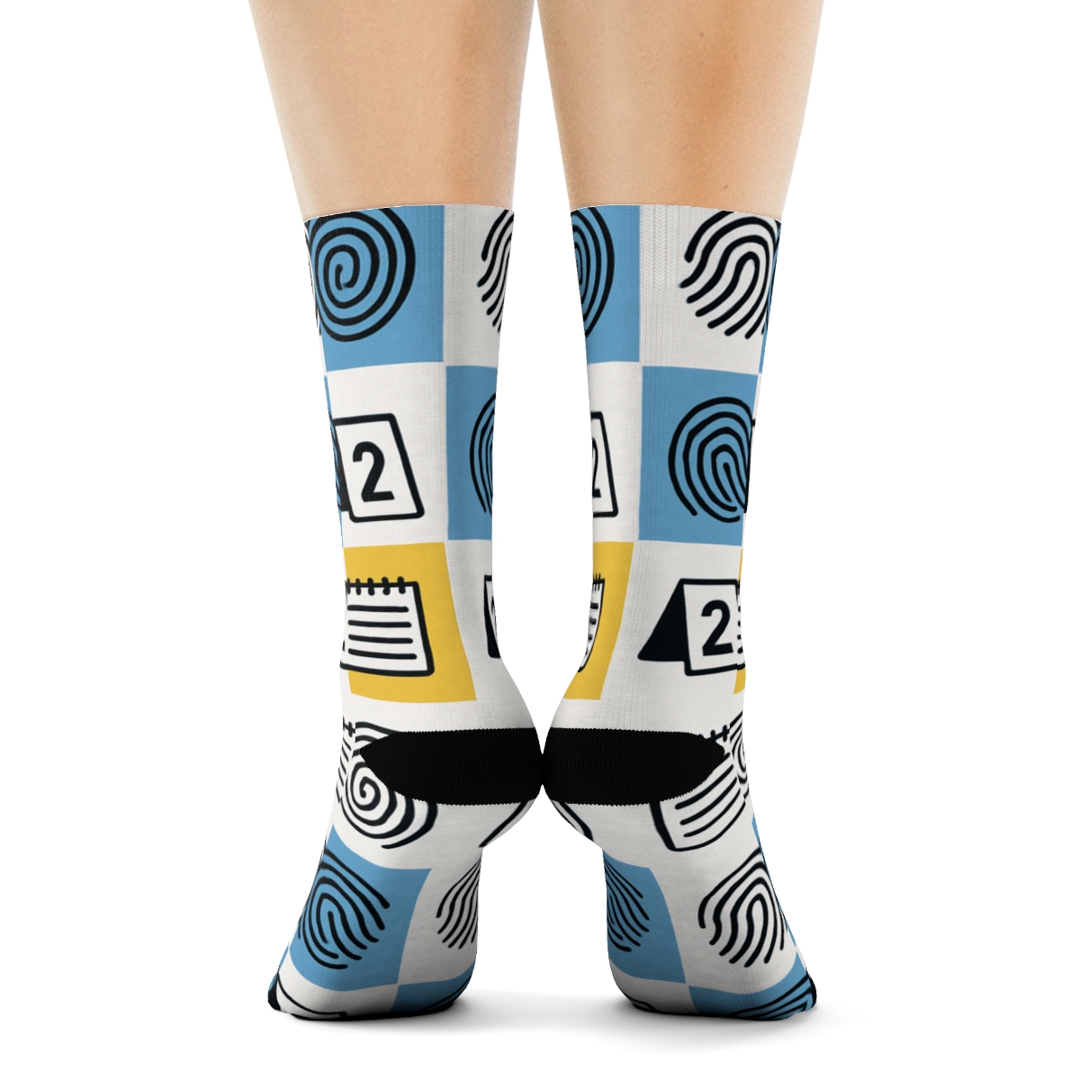 Hidden Evidence Grid With Police Detective Motifs premium sports crew socks