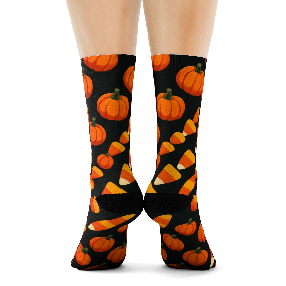 Candy Corn Diagonal Stripe On Black Background stylish athletic crew socks