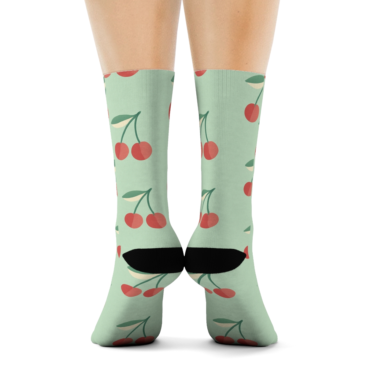 Diagonal Cherry Cluster Bands On Mint custom crew socks