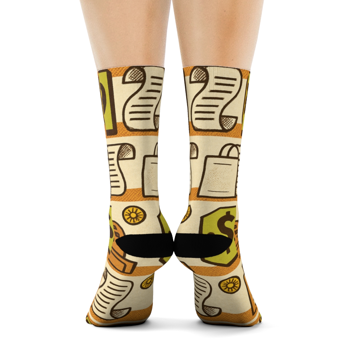 Retro Price Tag Parade Cashier custom crew socks