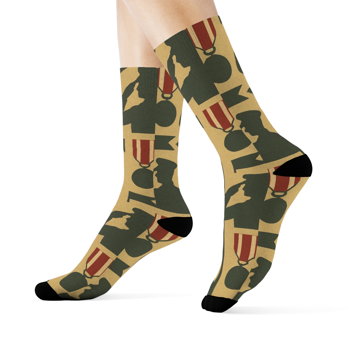 Vintage Parade With Soldier Medals soft everyday crew socks