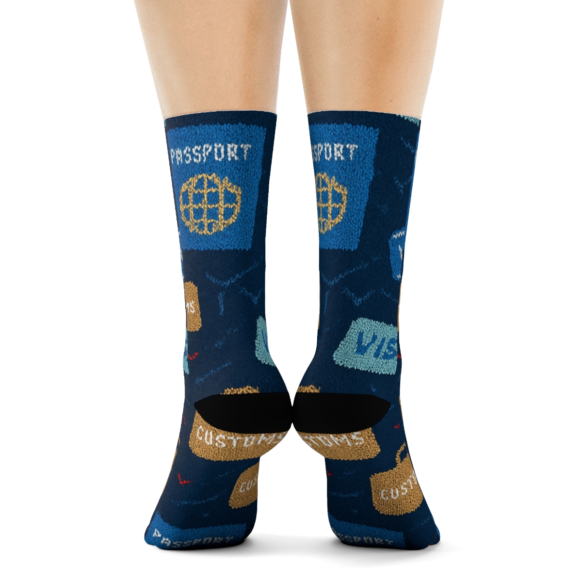 Immigration Officer Knit Illusion Stamp Scatter personalized crew socks
