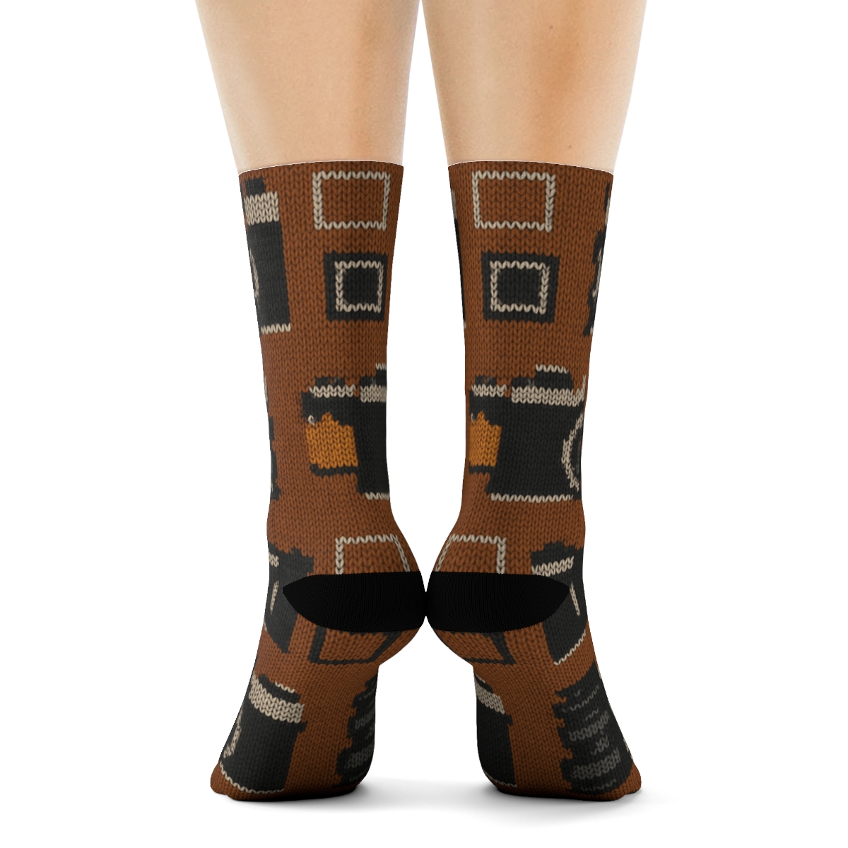 Knitted Pattern Illusion Photographer Collage premium sports crew socks