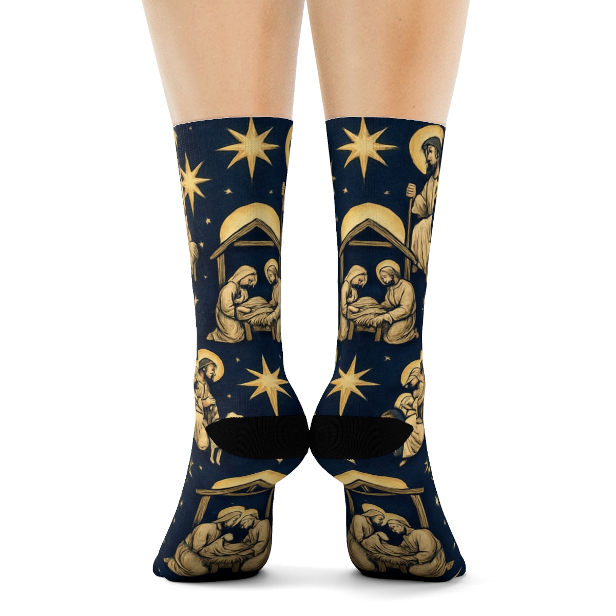 Star Of Bethlehem Tessellation Featuring Baby Jesus personalized crew socks