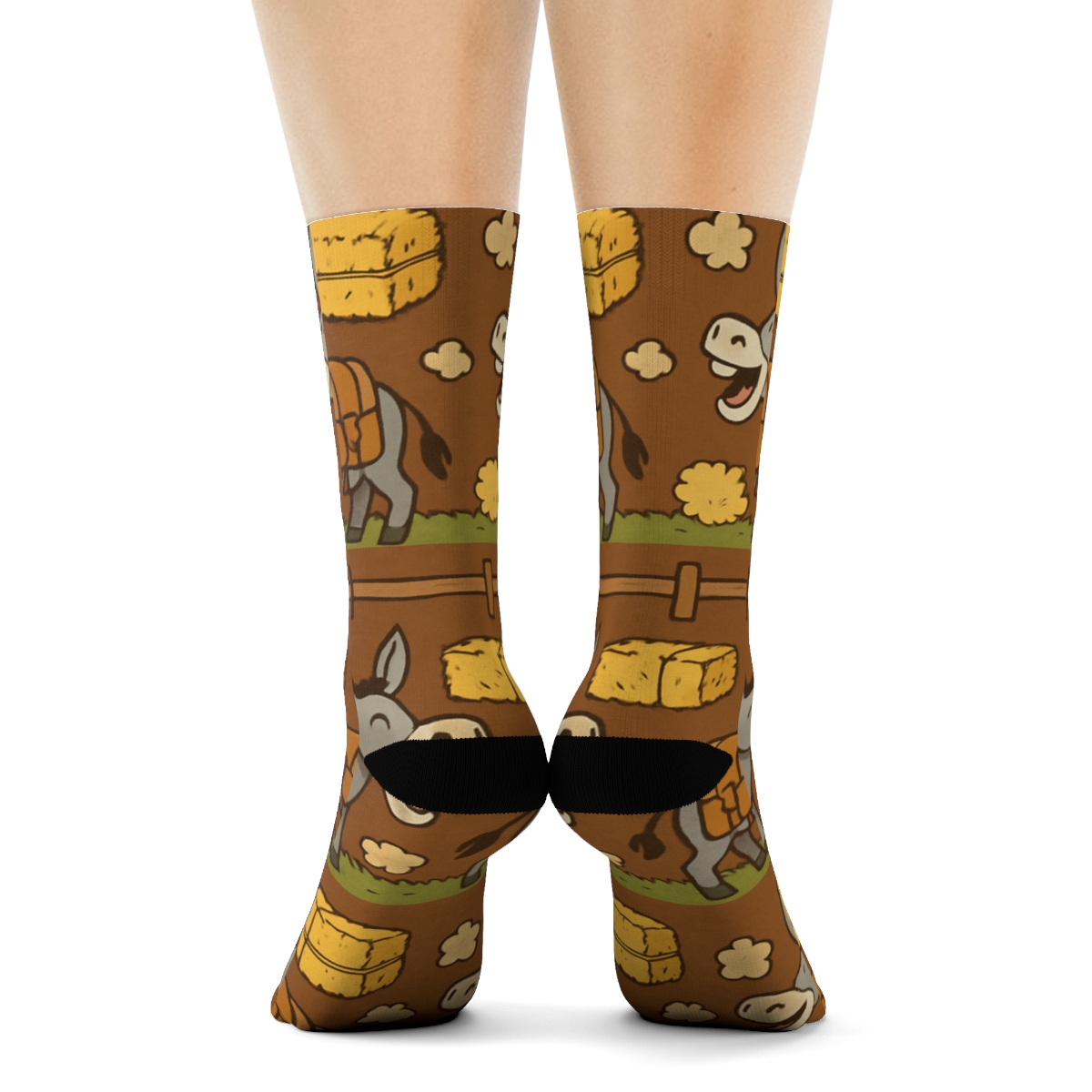 Market Day Stripes With Donkey Silhouettes custom crew socks