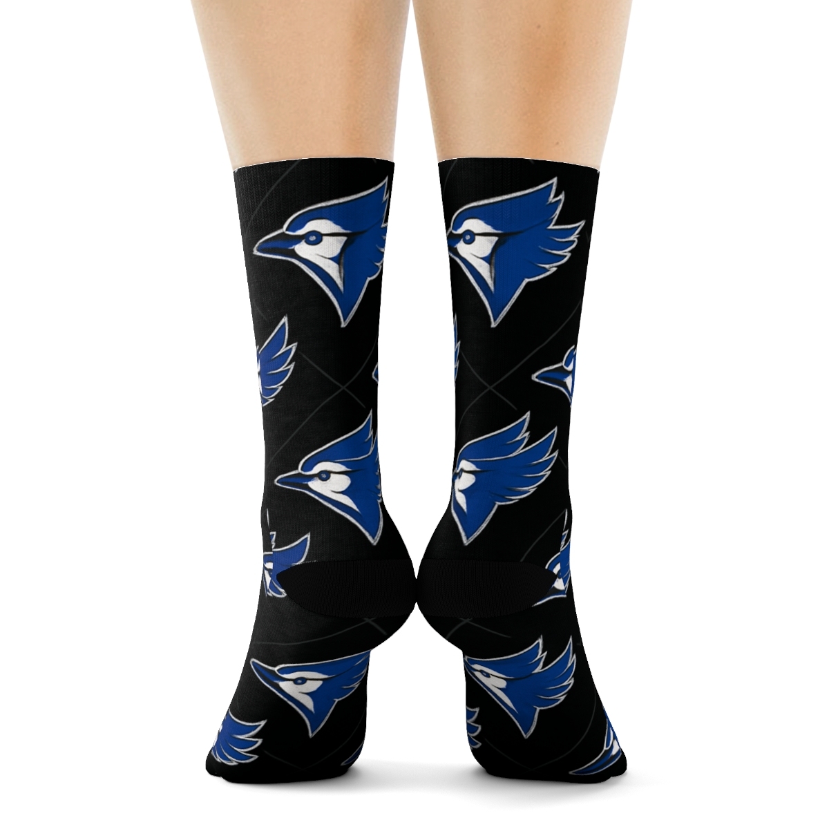 Blue Jays Flight Diamond Grid On Midnight Field soft everyday crew socks