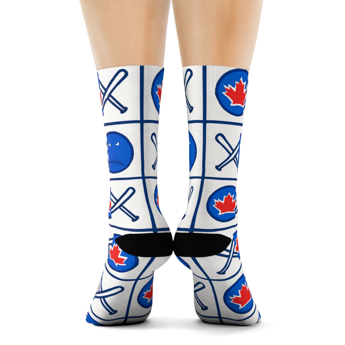 Maple Bat Grid With Blue Jays unique graphic crew socks