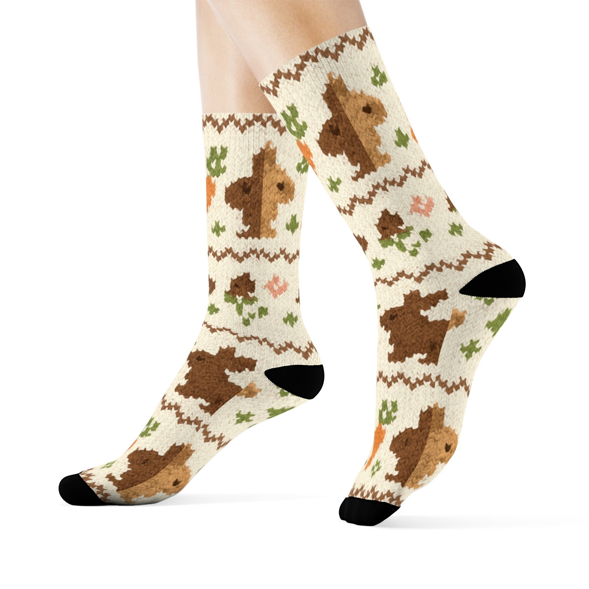 Knitted Meadow Bands With Rabbit Motifs premium sports crew socks