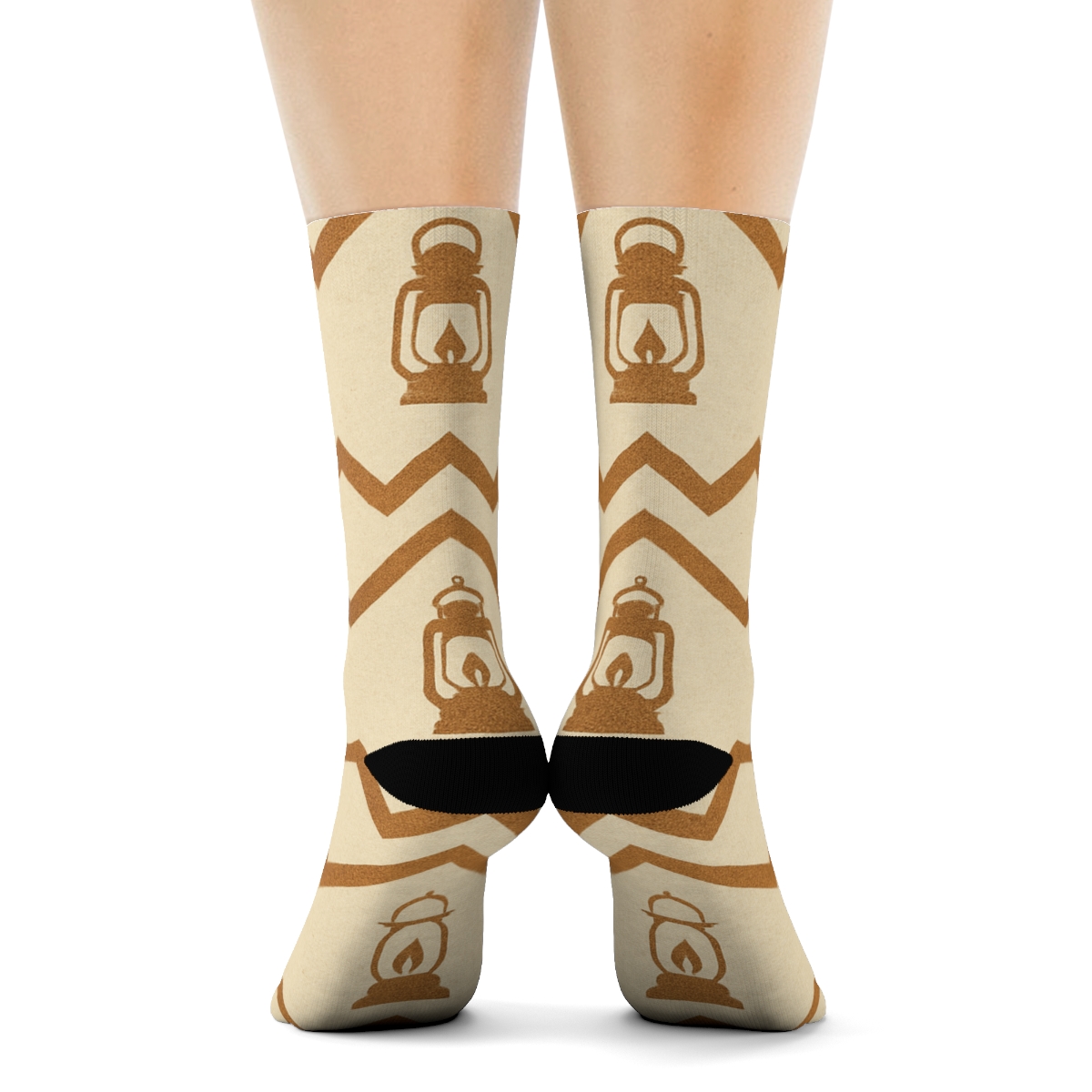 Lantern Halo Chevron With Mini Lantern Motifs trendy patterned crew socks
