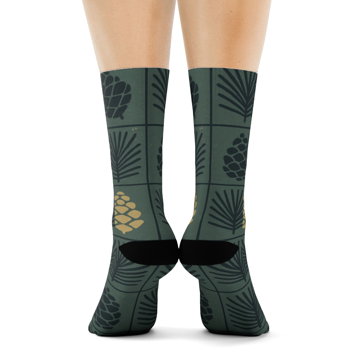 Needle Cluster Repeat Evergreen Branches Compound stylish athletic crew socks